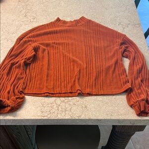 Rust Orange Ribbed Women's Top